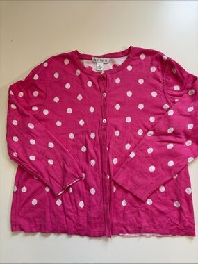 Belford Pink with White Polka Dot Reversible Cardigan Pima Cotton Size XL